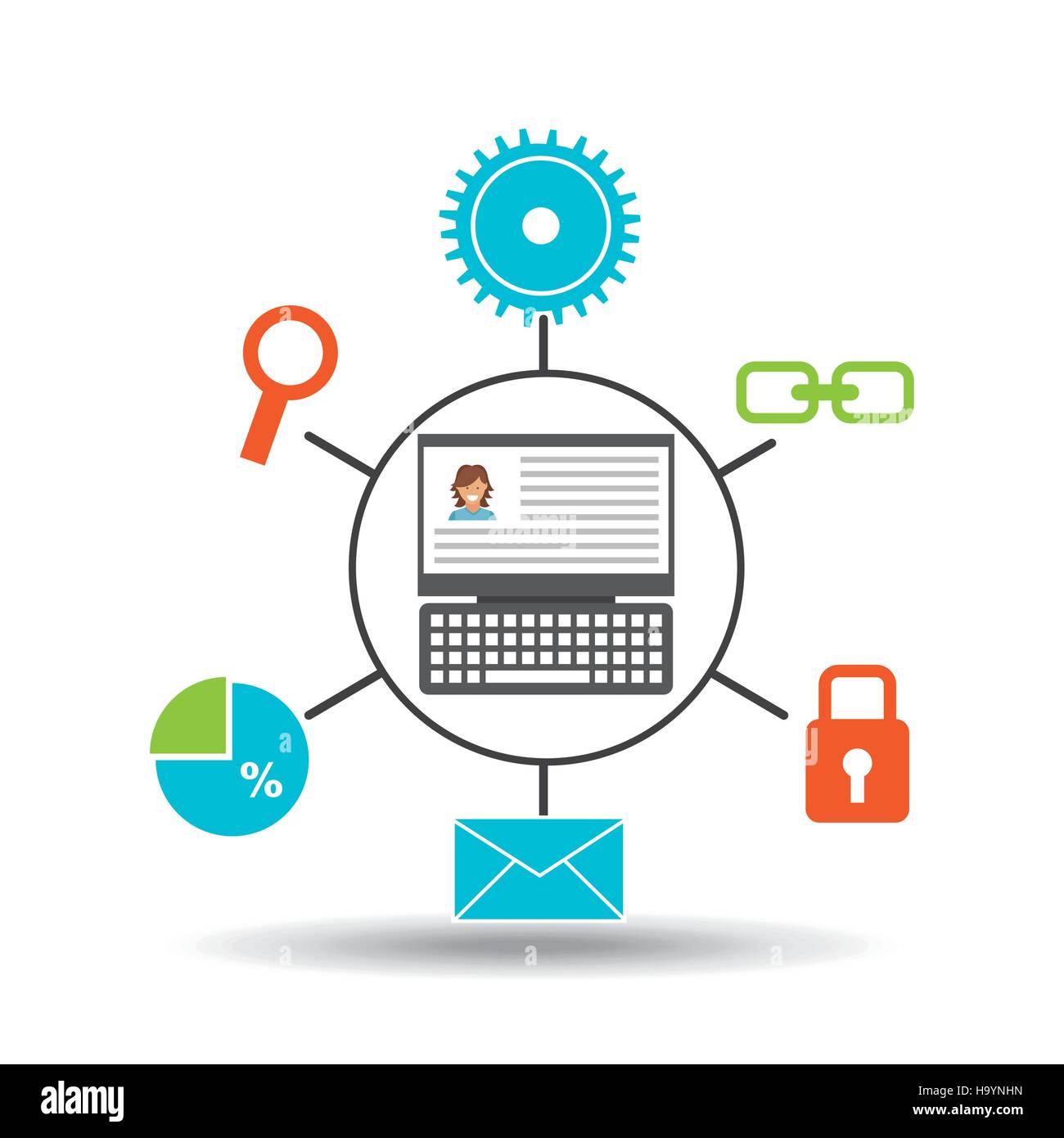 laptop profile technology social media concept vector illustration eps ...