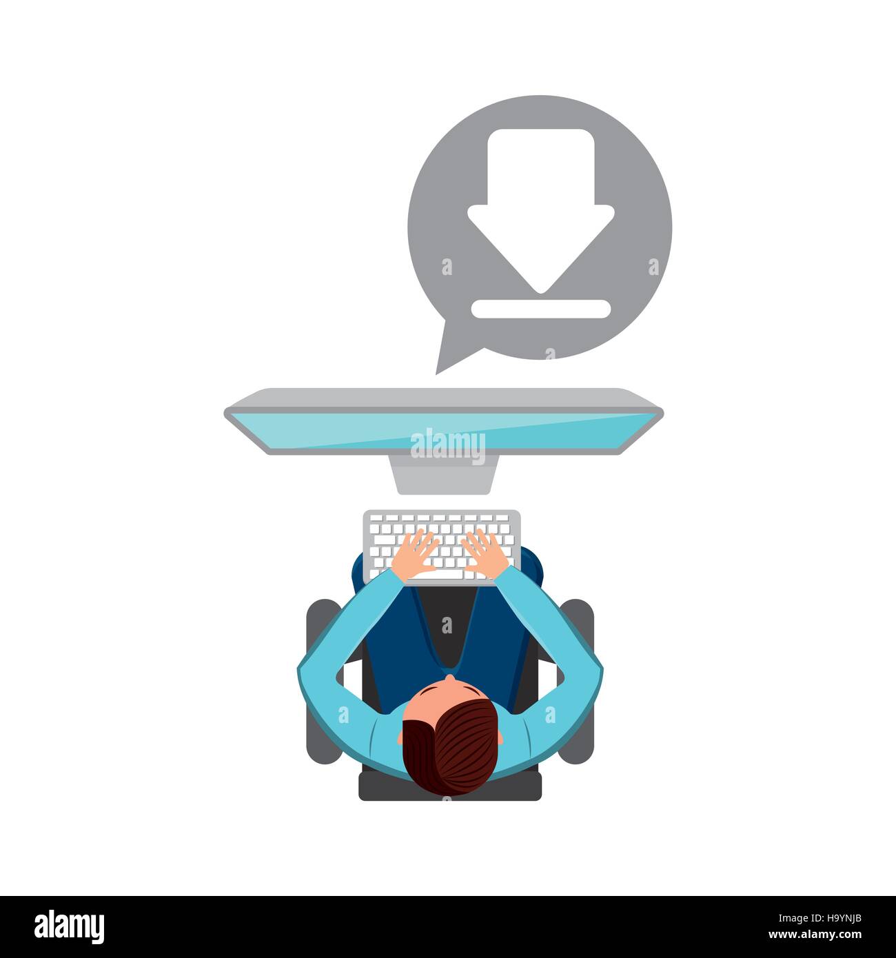 man working computer download media design vector illustration eps 10 ...