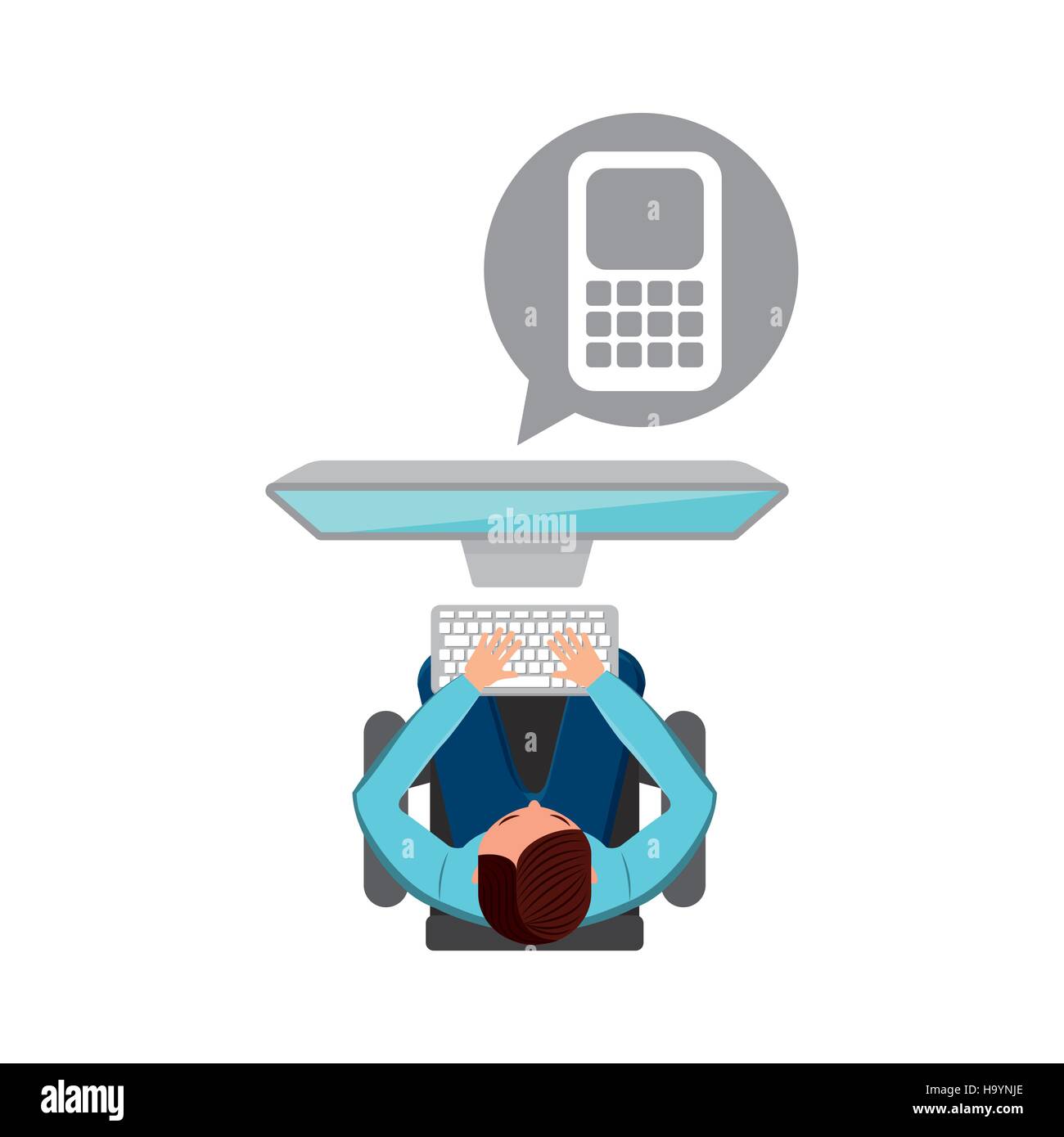 man working computer finance media design vector illustration eps 10 ...