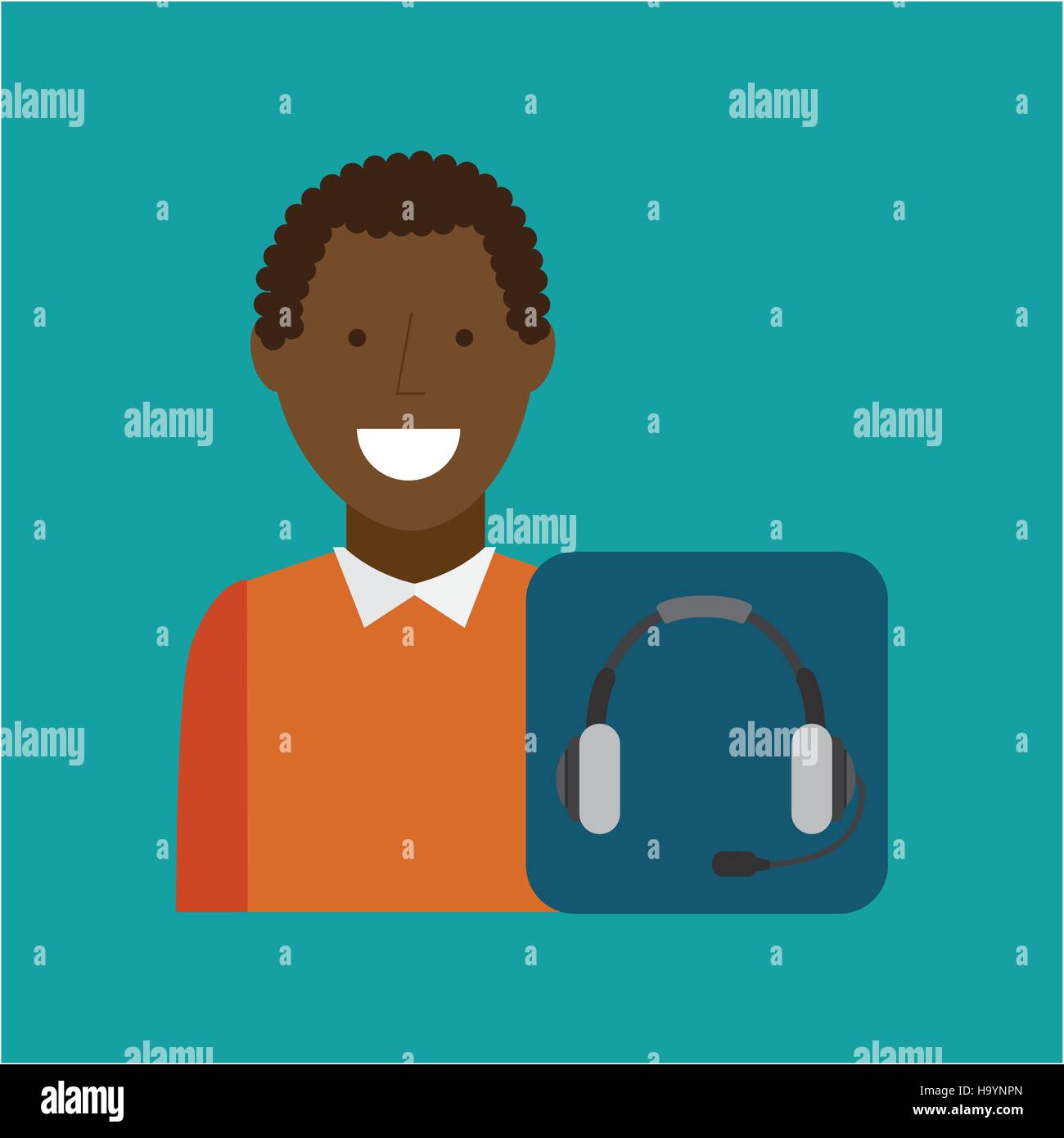 man afroamerican using laptop heatset media icon vector illustration eps 10 Stock Vector