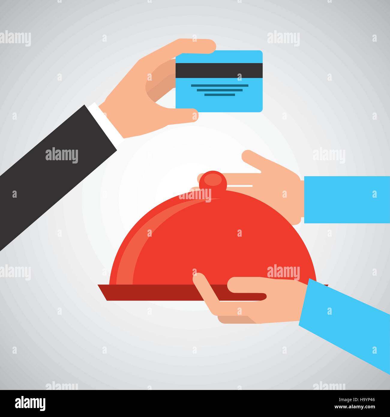 payment credit card delivery food platter tray vector illustration eps