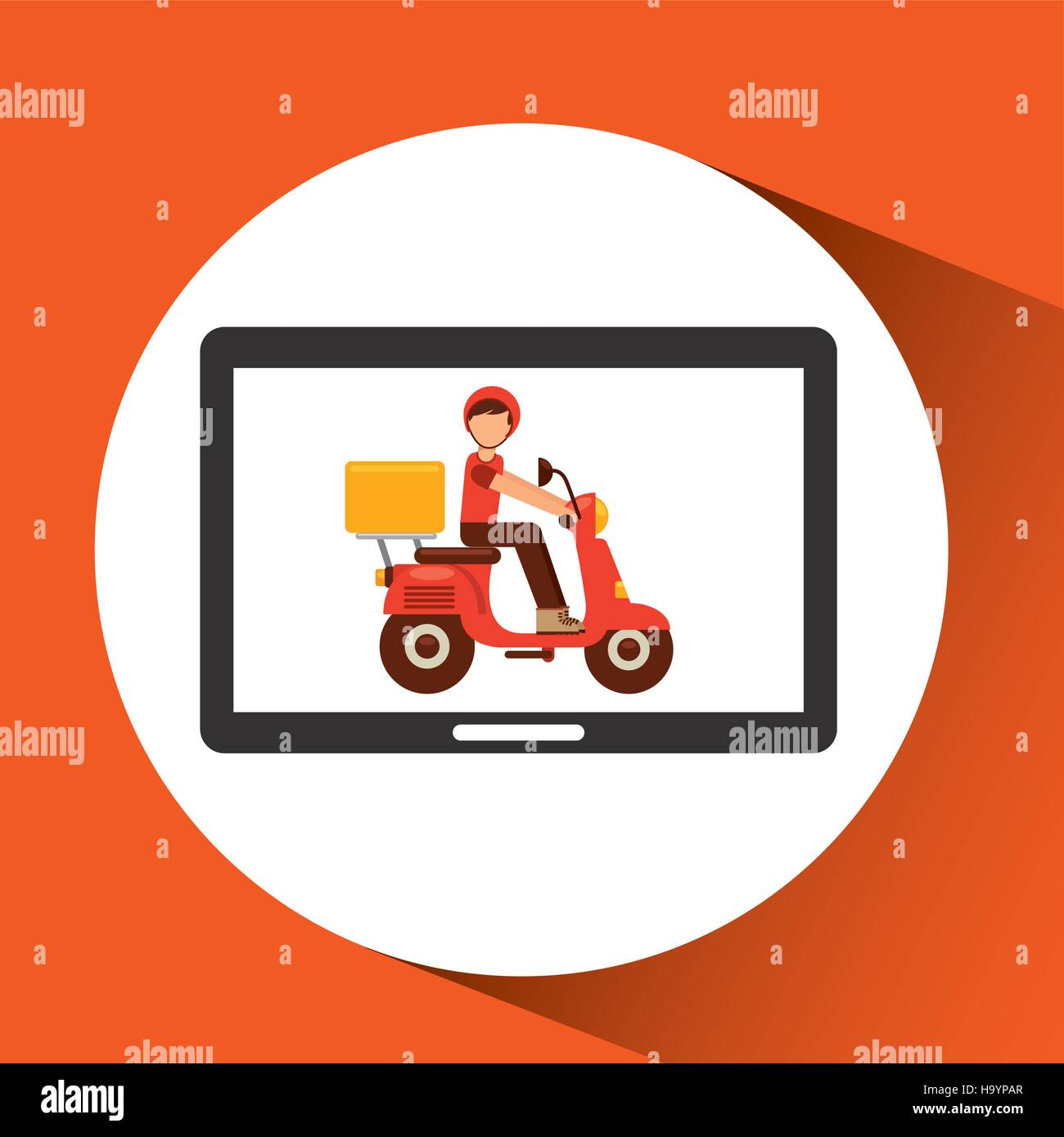 hand hold delivery food boy on scooter vector illustration eps 10 Stock Vector