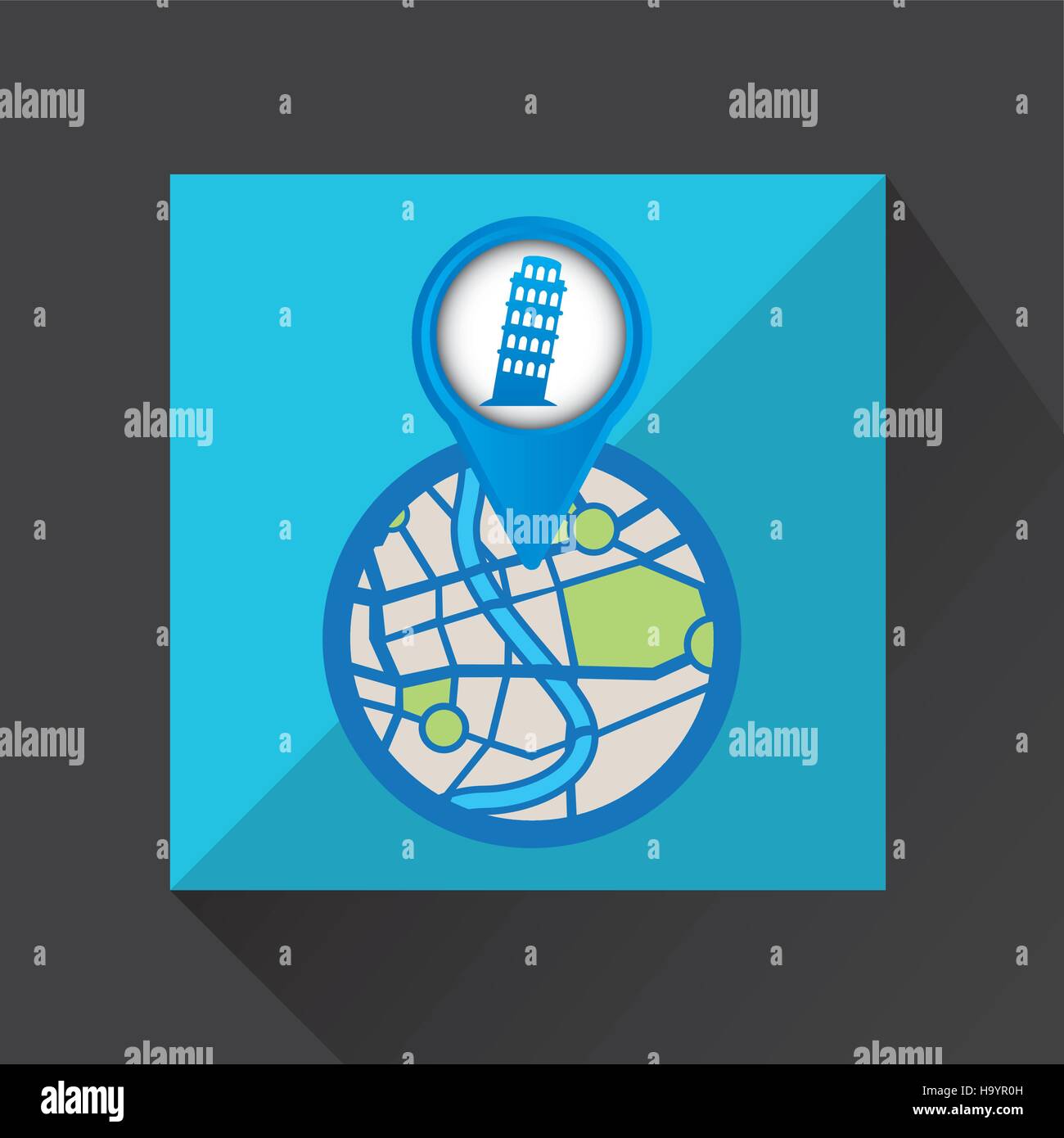 mobile device pisa tower gps map vector illustration eps 10 Stock Vector