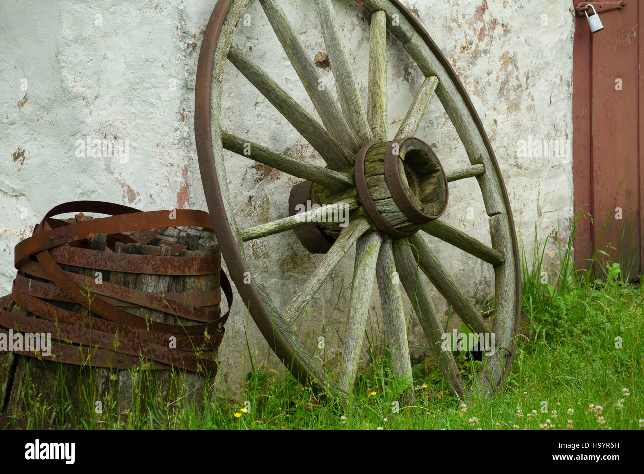 Blacksmith Shop wagonwheel, Hopewell Furnace National Historic Site, Pennsylvania Stock Photo