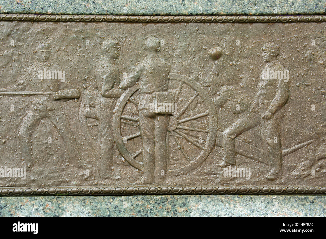 New York Irish Brigade Infantry monument plaque, Gettysburg National Military Park, Pennsylvania Stock Photo