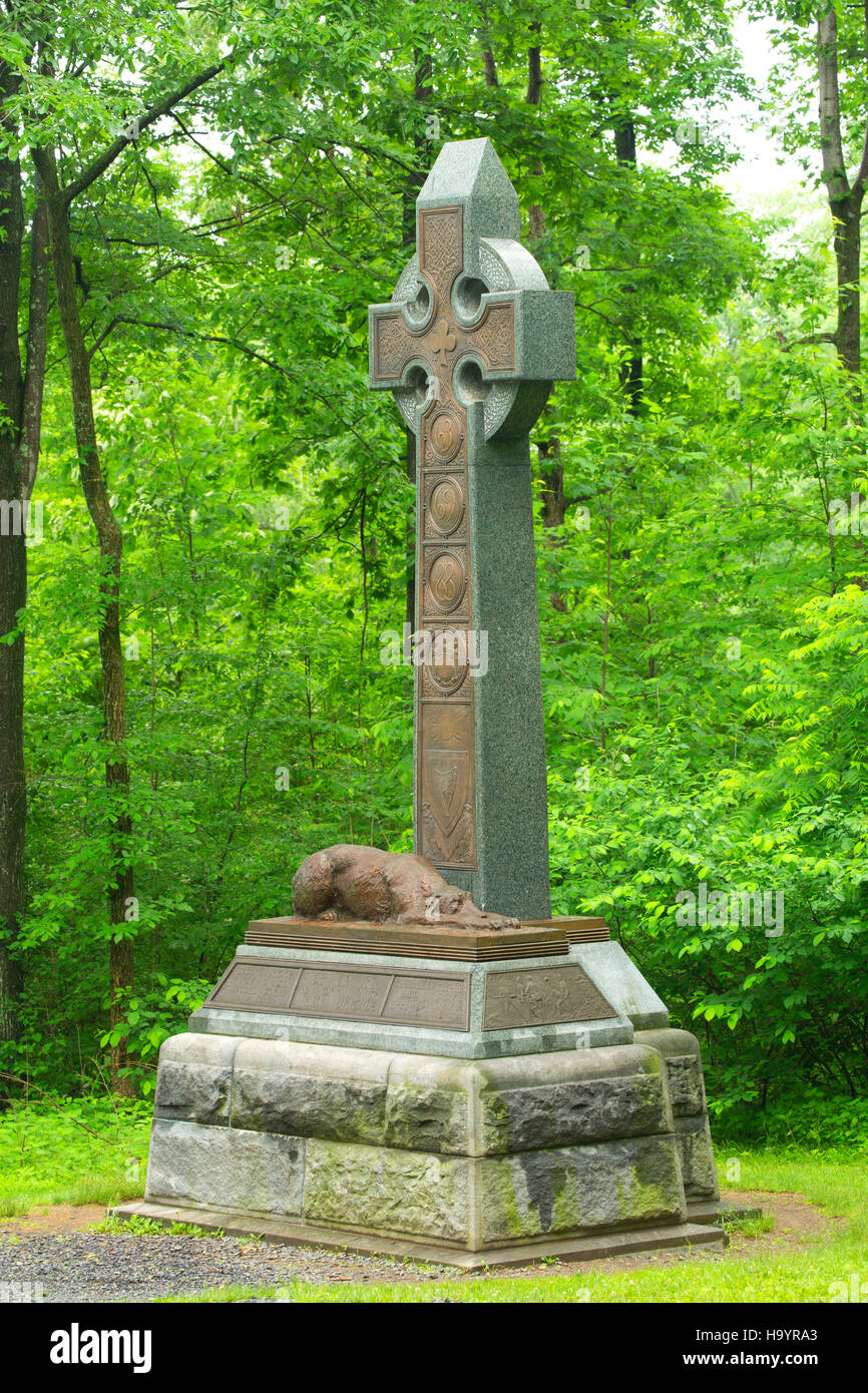 New York Irish Brigade Infantry monument, Gettysburg National Military Park, Pennsylvania Stock Photo
