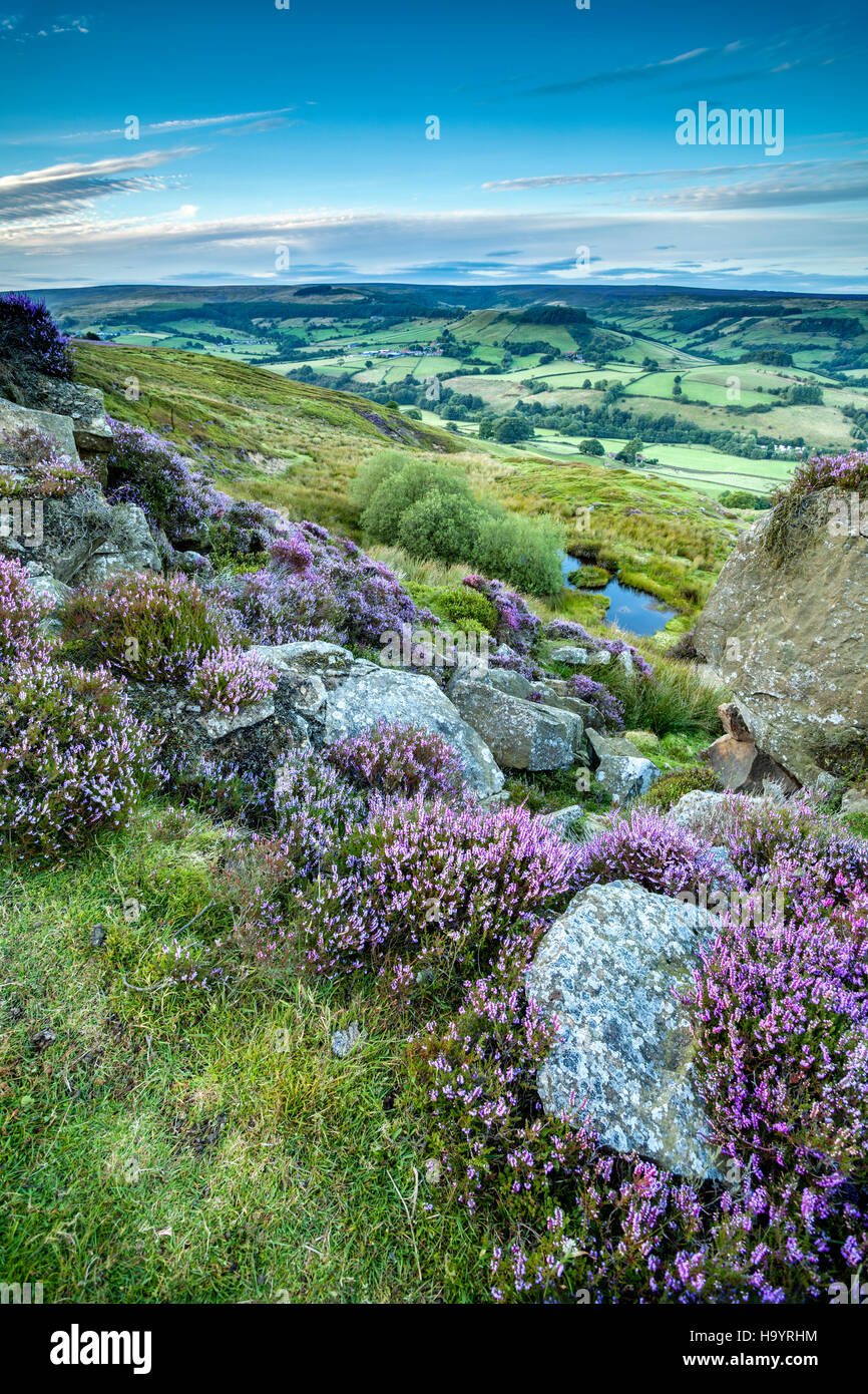 View over Rosedale Abbey in the North York Moors. Stock Photo