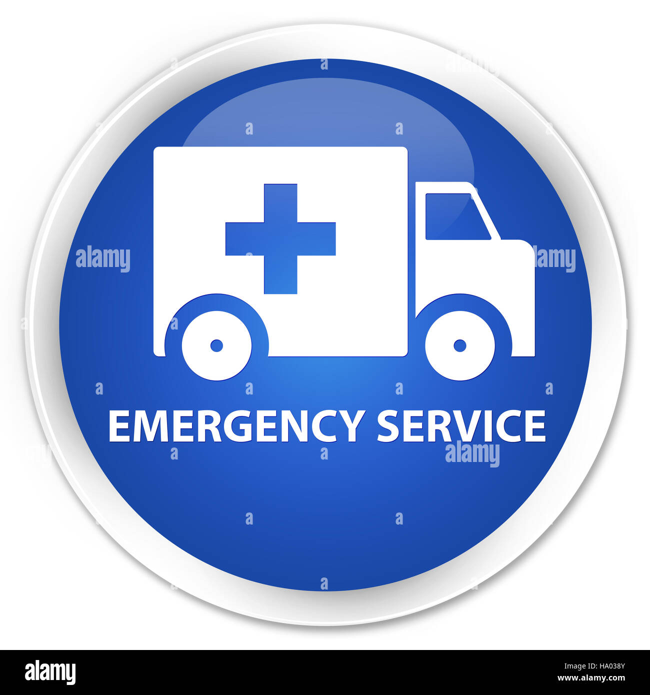 Emergency service isolated on premium blue round button abstract illustration Stock Photo