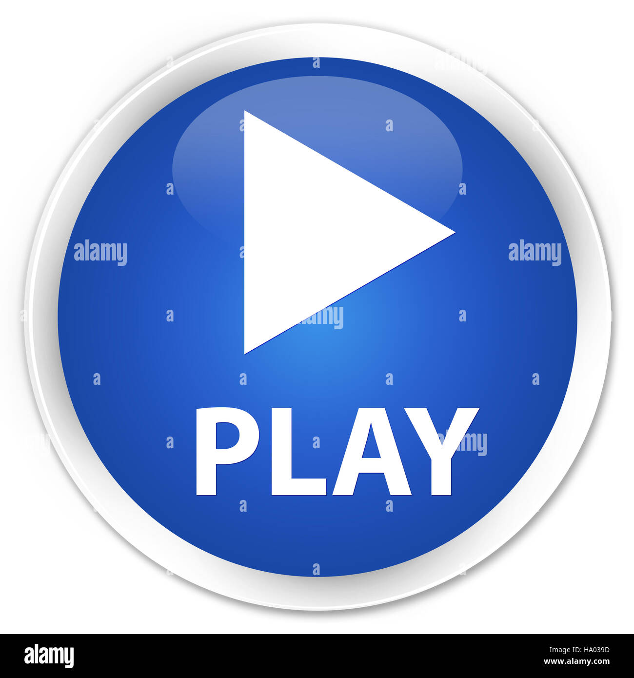 Play isolated on premium blue round button abstract illustration Stock Photo