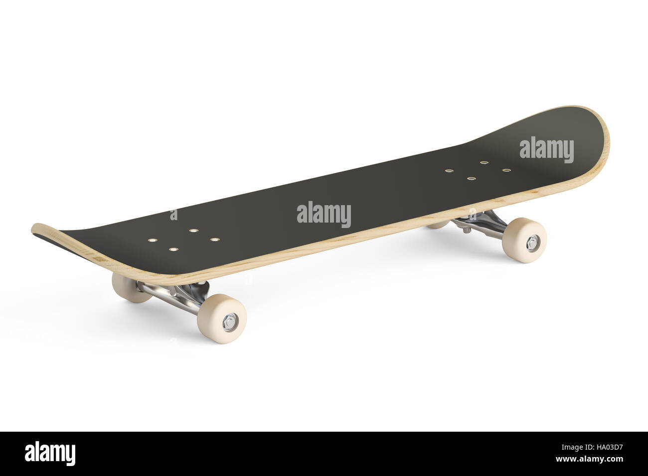 black skateboard, 3D rendering isolated on white background Stock Photo