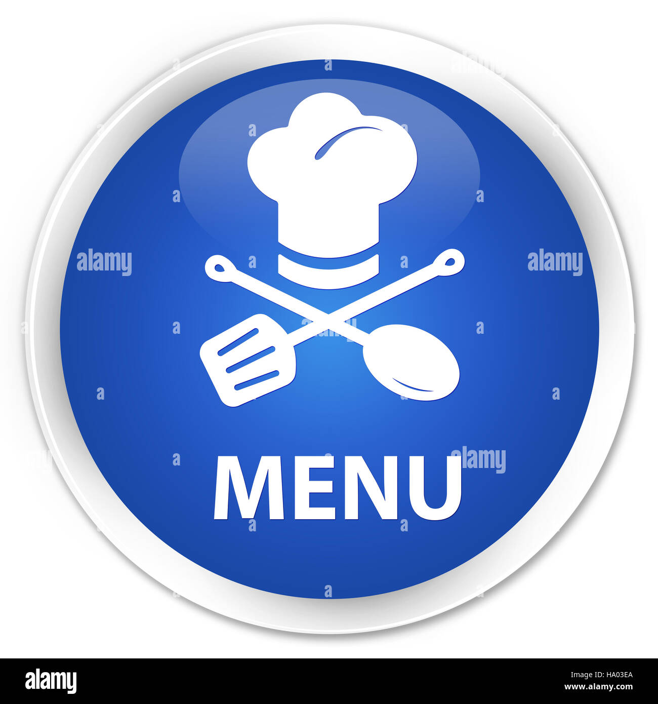 Menu (restaurant icon) isolated on premium blue round button abstract ...