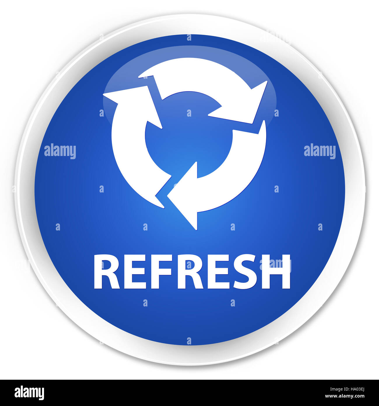 Refresh isolated on premium blue round button abstract illustration Stock Photo