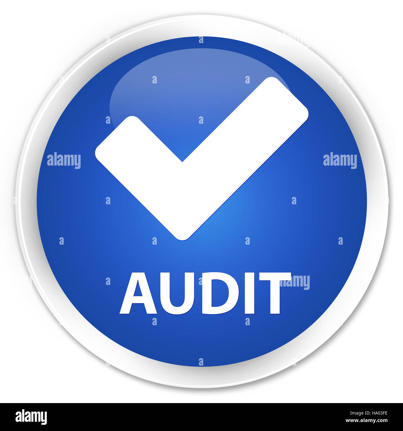 Audit (validate icon) isolated on premium blue round button abstract illustration Stock Photo