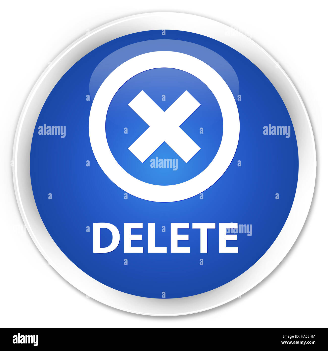 Delete isolated on premium blue round button abstract illustration Stock Photo