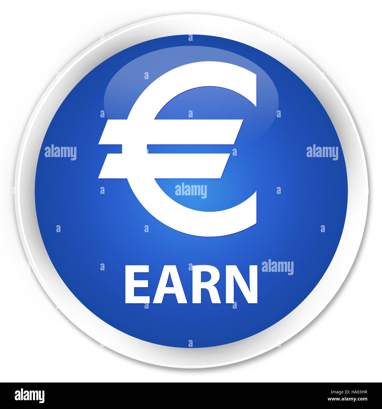 Earn (euro sign) isolated on premium blue round button abstract illustration Stock Photo