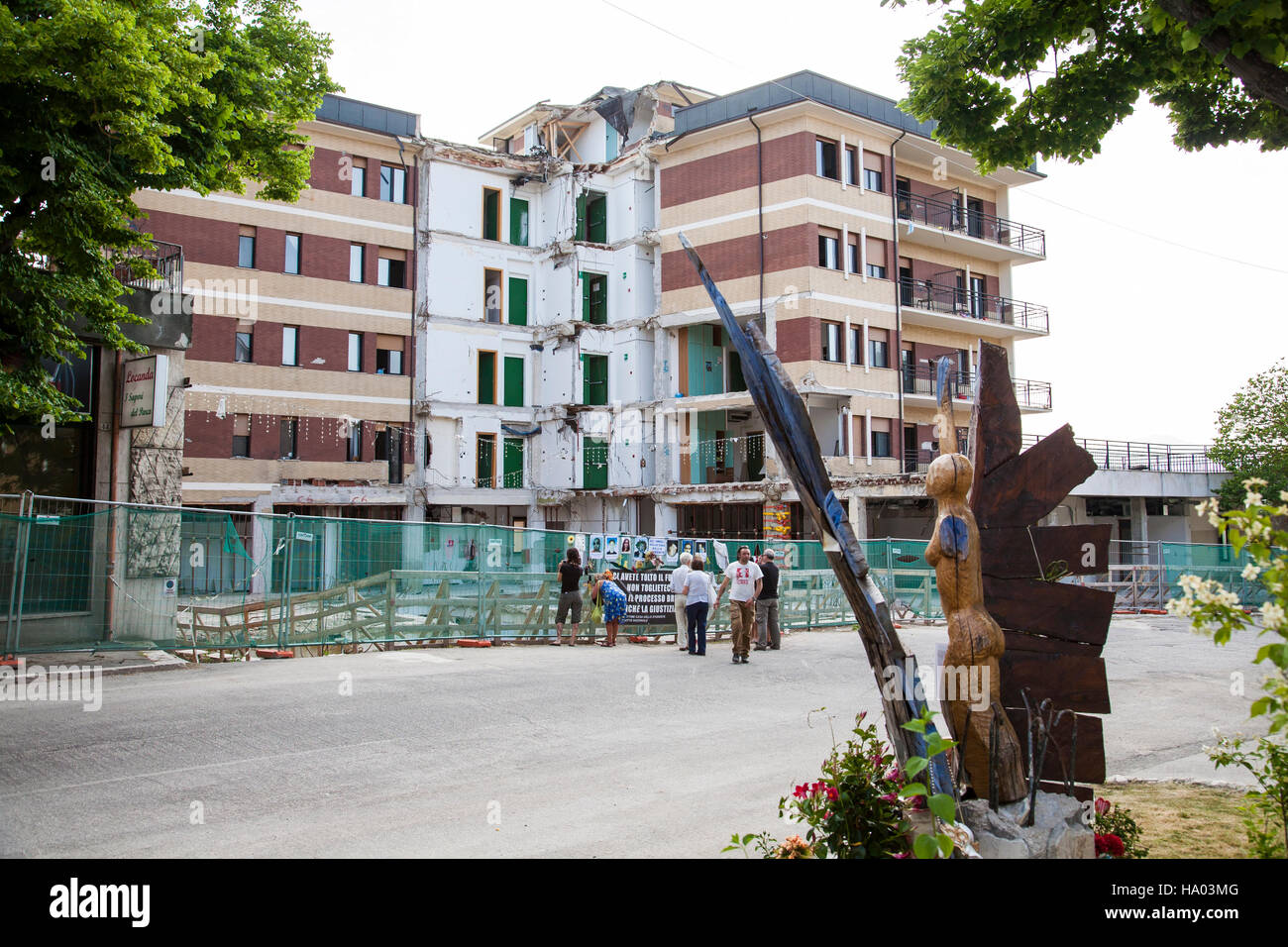 L'AQUILA, ITALY - APRIL 6, 2009: L'Aquila in the Abruzzo region in Italy. Remains of the city destroyed by a strong earthquake. Stock Photo