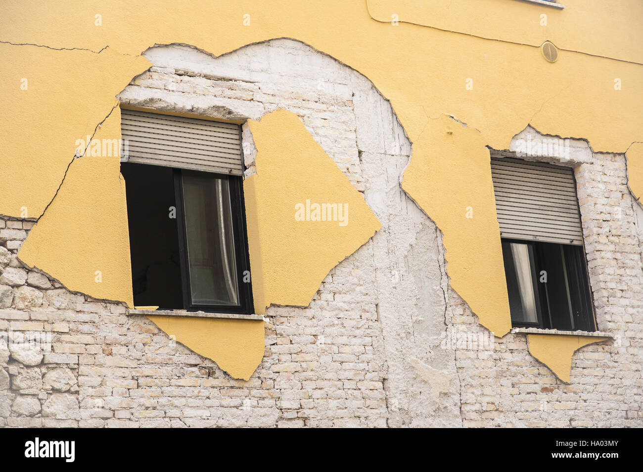 L'AQUILA, ITALY - APRIL 6, 2009: L'Aquila in the Abruzzo region in Italy. Remains of the city destroyed by a strong earthquake. Stock Photo