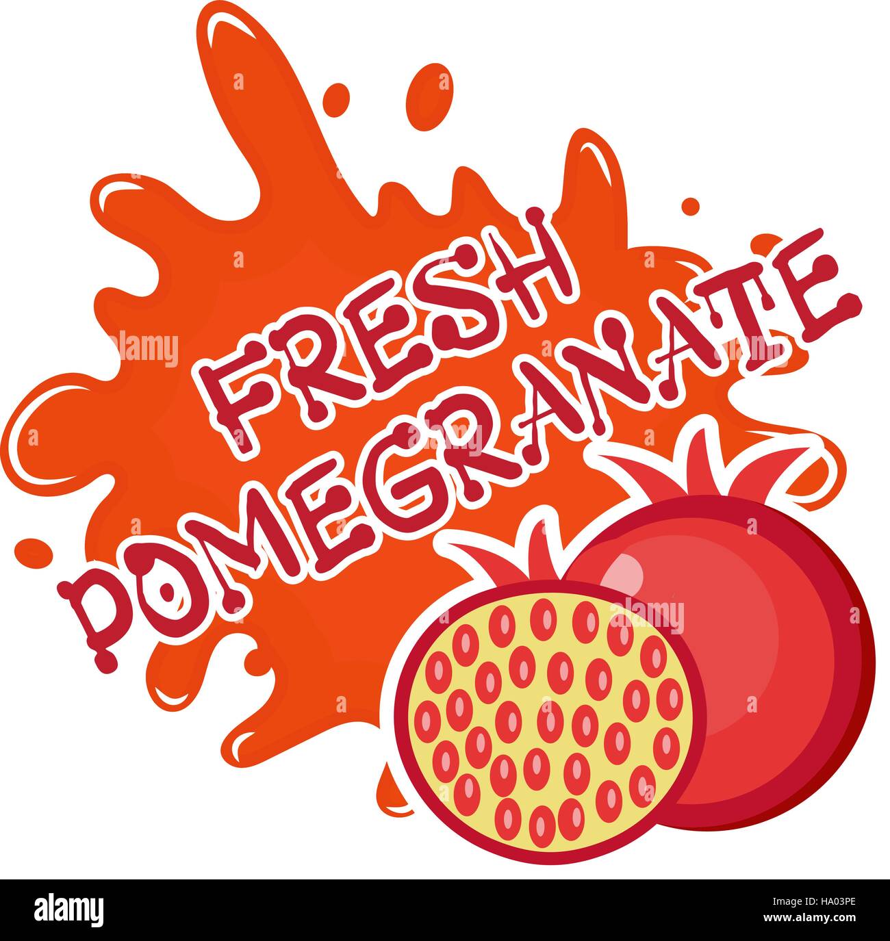 Fresh pomegranate splash icon, logo, sticker. Fruit splashing isolated ...