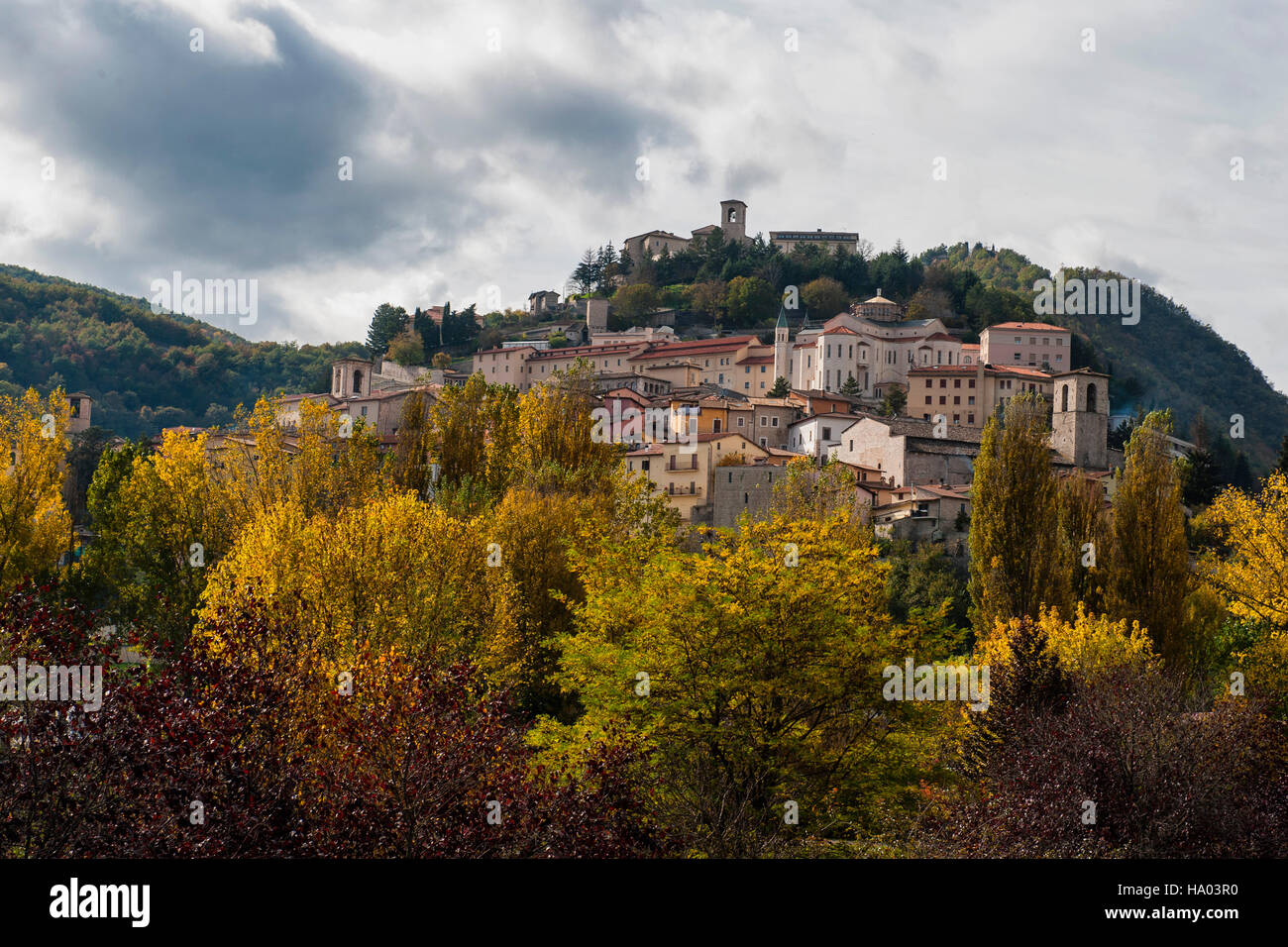 Cascia, Umbria, green heart of Italy. Autumn panorama of landscape of  hometown of Santa Rita of Cascia Stock Photo - Alamy