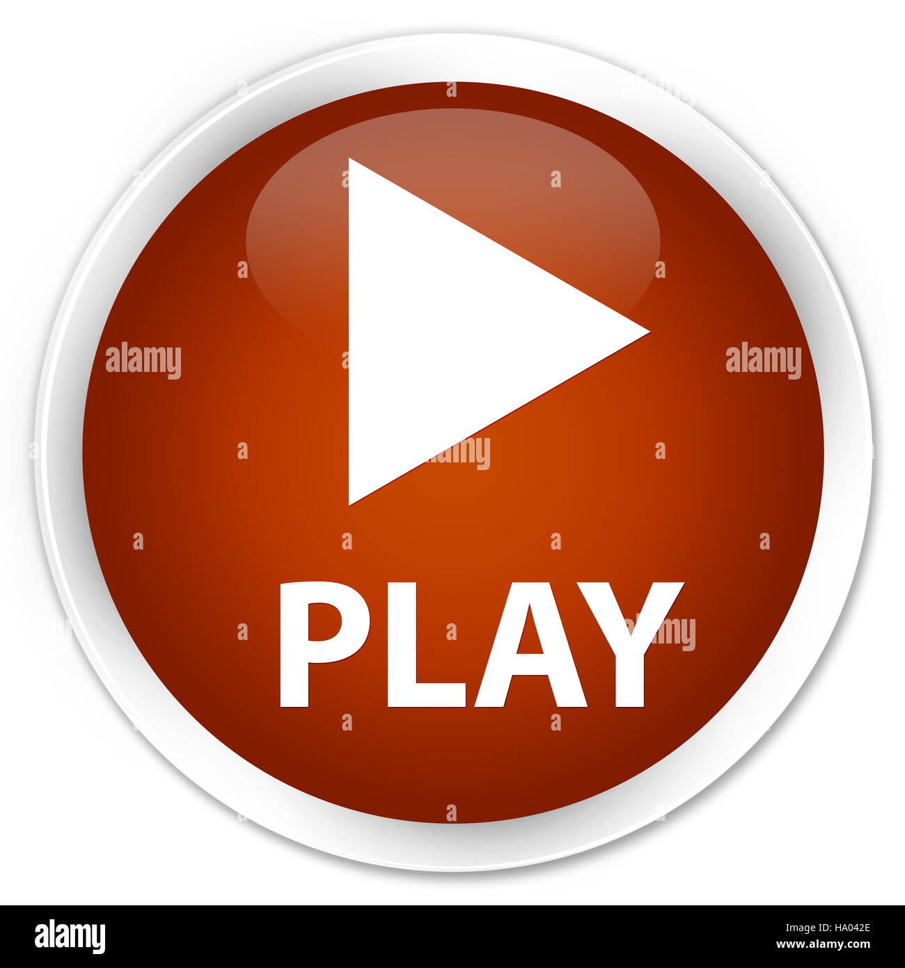 Play isolated on premium brown round button abstract illustration Stock Photo