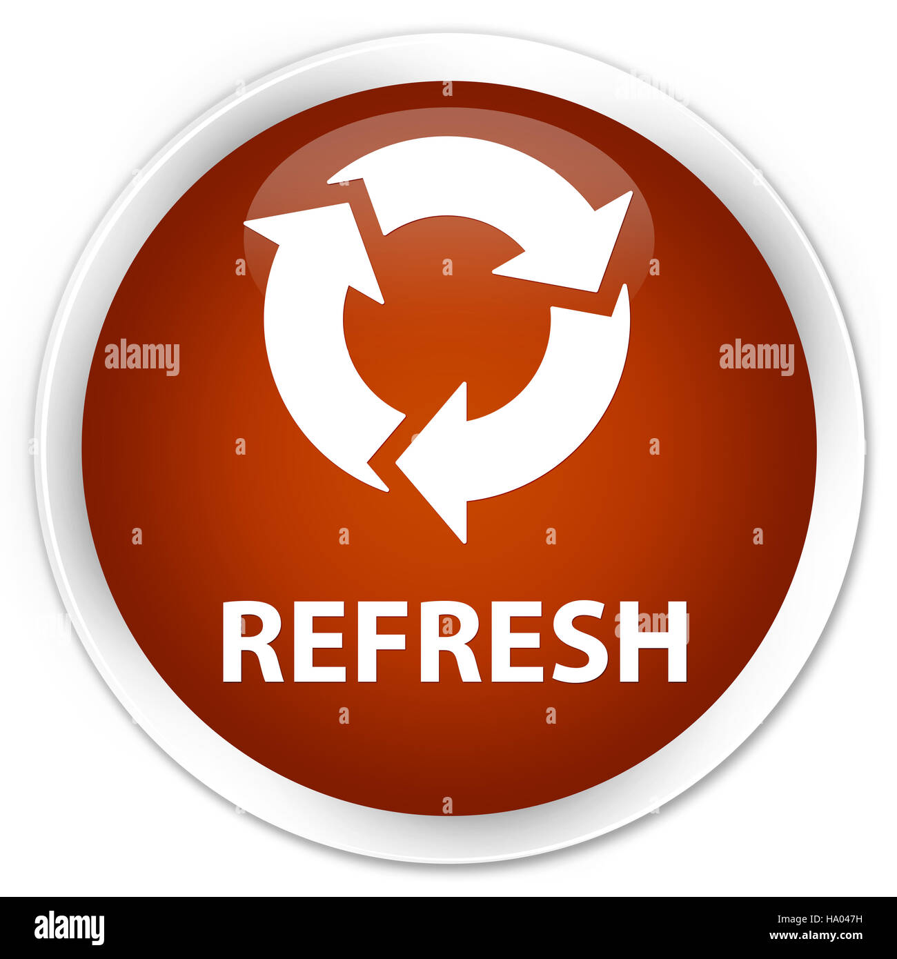 Refresh isolated on premium brown round button abstract illustration Stock Photo