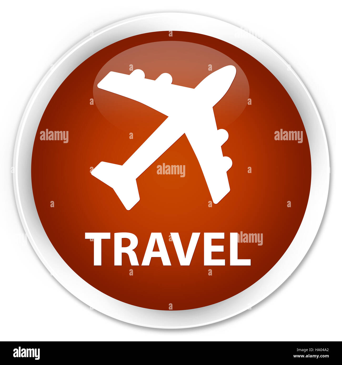 Travel (plane icon) isolated on premium brown round button abstract ...