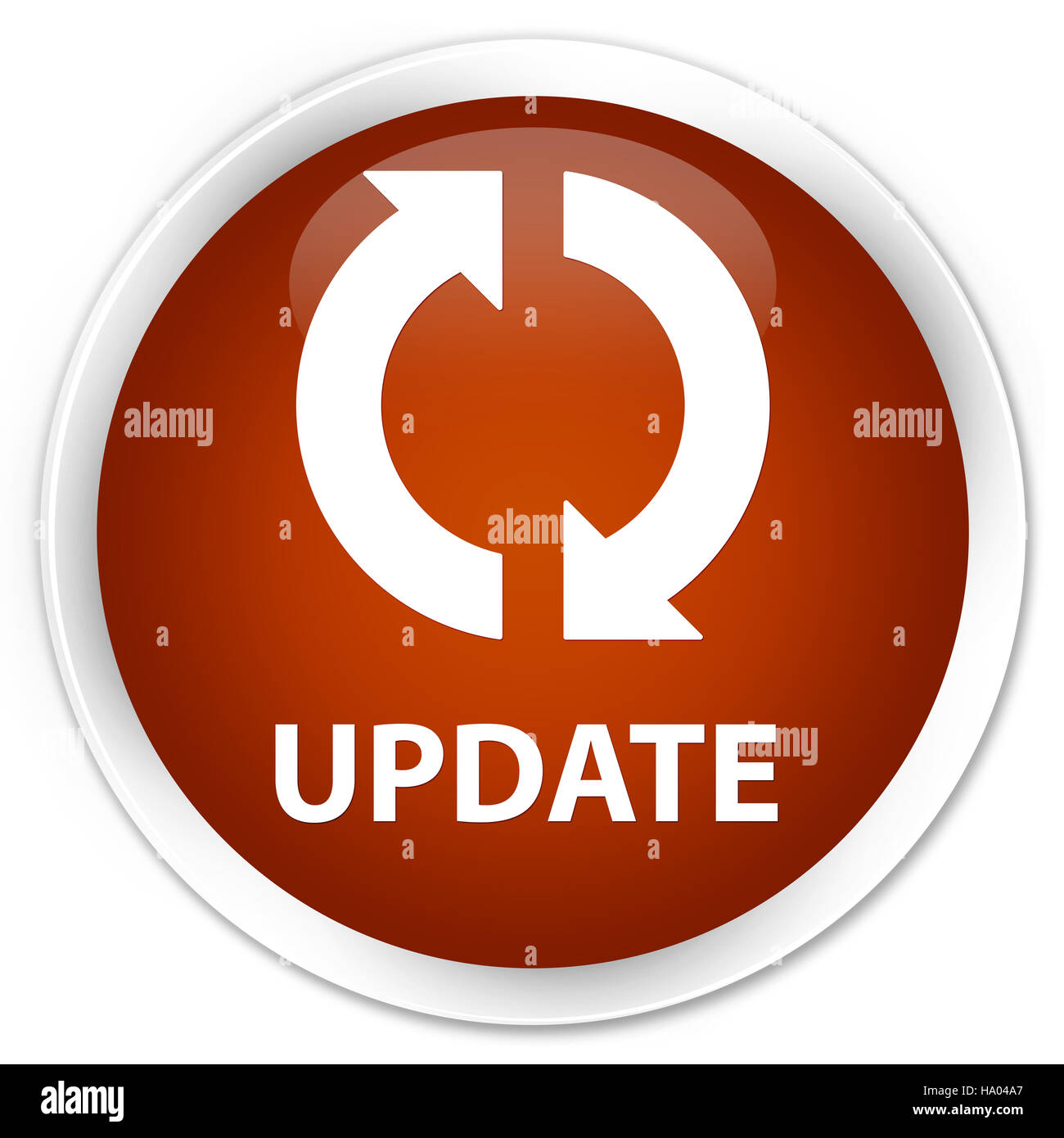 Update isolated on premium brown round button abstract illustration ...