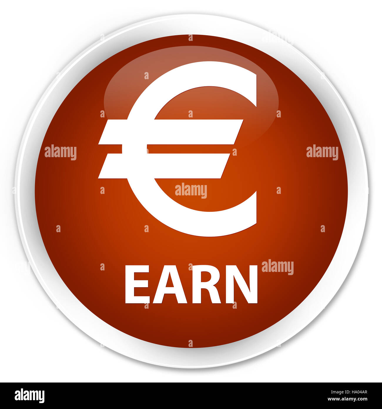 Earn (euro sign) isolated on premium brown round button abstract illustration Stock Photo