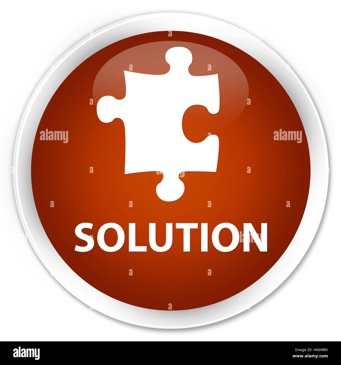Solution (puzzle icon) isolated on premium brown round button abstract ...