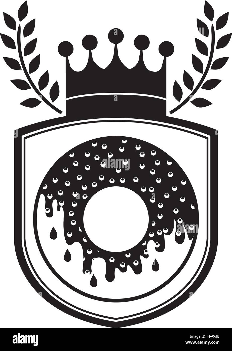 Donut decorated inside shield icon. Dessert sweet pastry and bakery