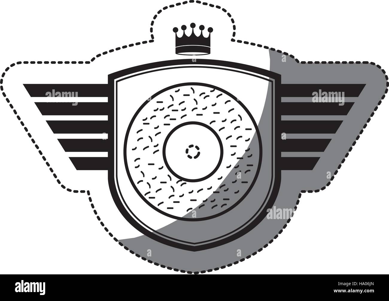 Donut decorated inside shield icon. Dessert sweet pastry and bakery