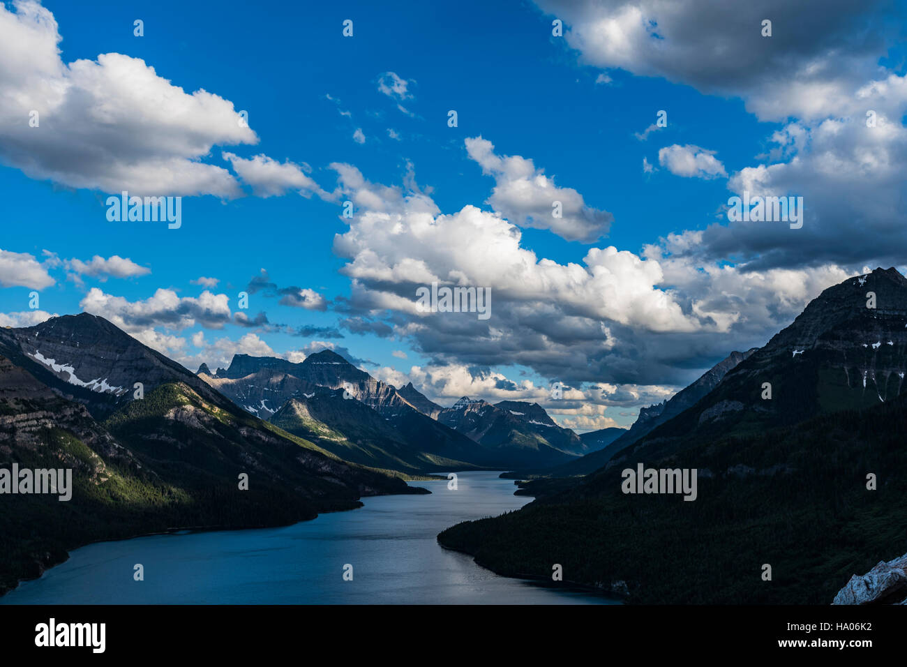Mountain top views overlooking Waterton Lakes and Townsite, Waterton