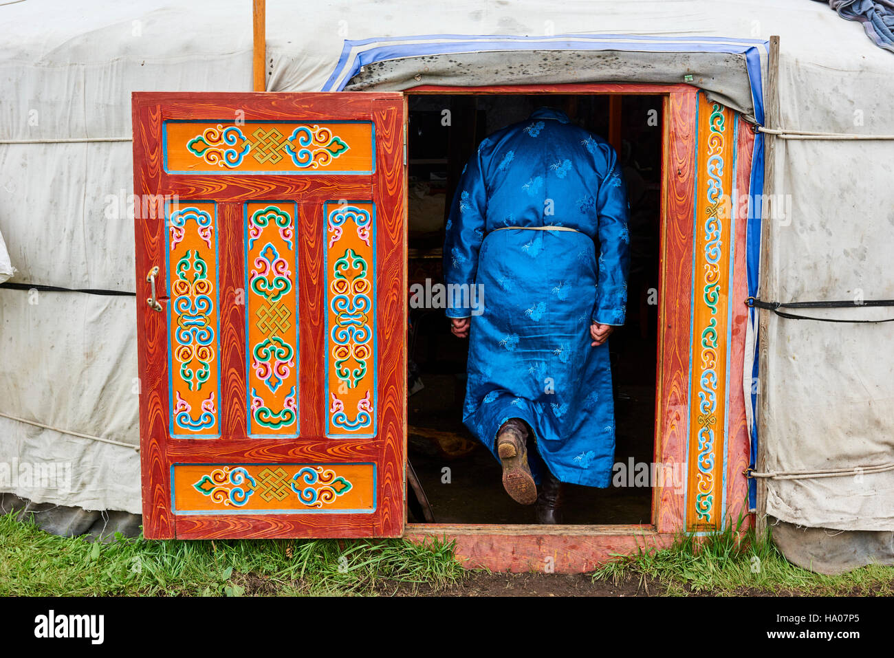 Mongolia, Ovorkhangai province, Orkhon valley, Nomad camp, yurt Stock Photo