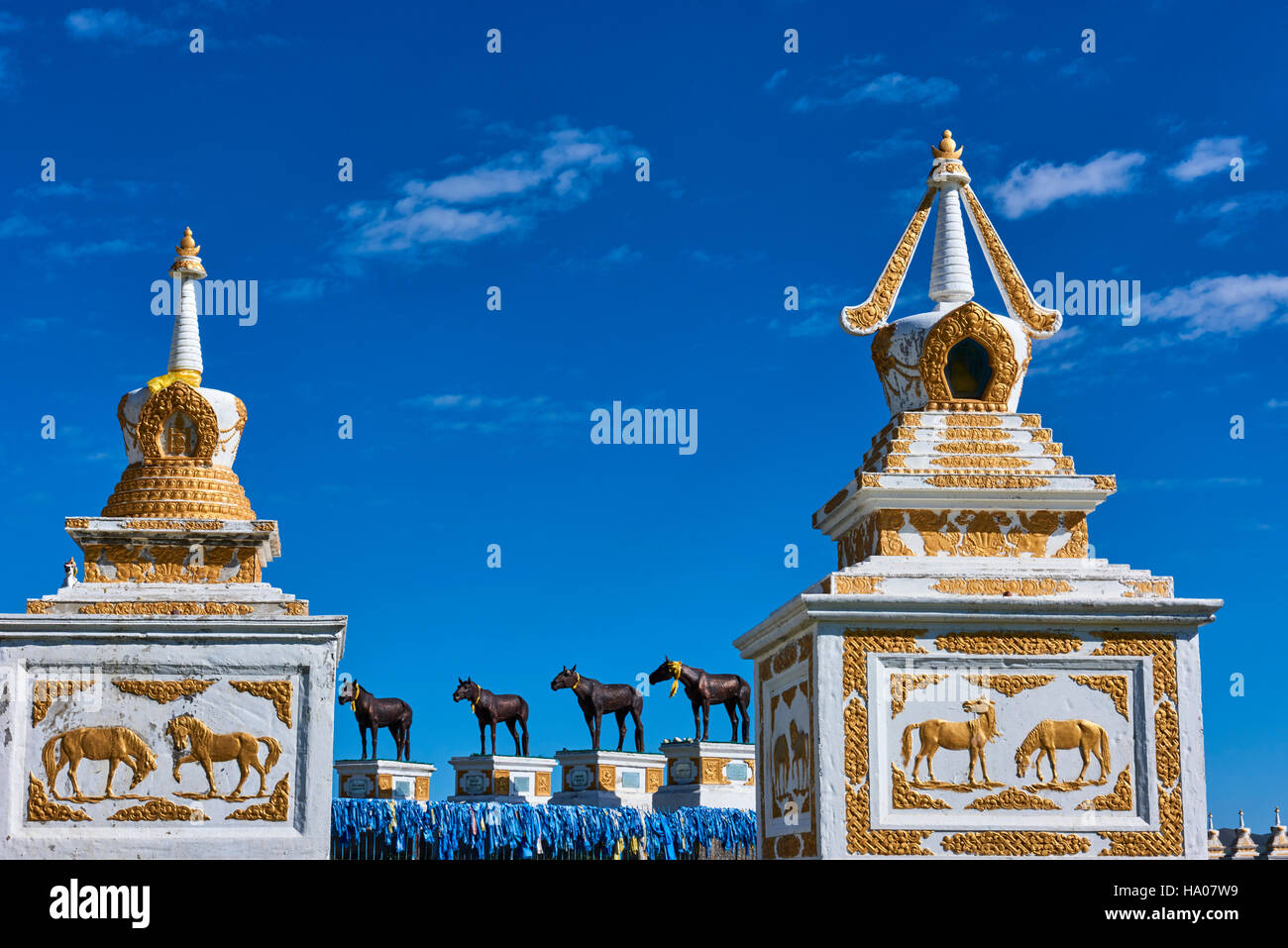 Mongolia, Bayankhongor province, monument in honour of Mongolian horses Stock Photo