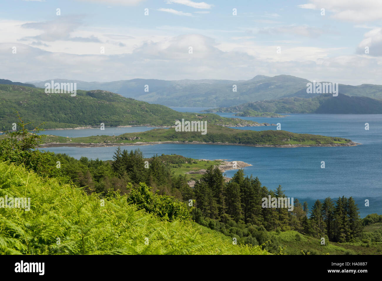 The rugged coastline of the Ardnamurchan peninsula, Scotland, UK overlooking the sound of Mull Stock Photo