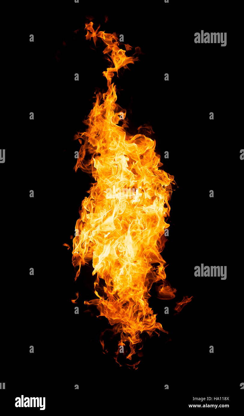 Fire flames - isolated on black background. Real photo Stock Photo - Alamy