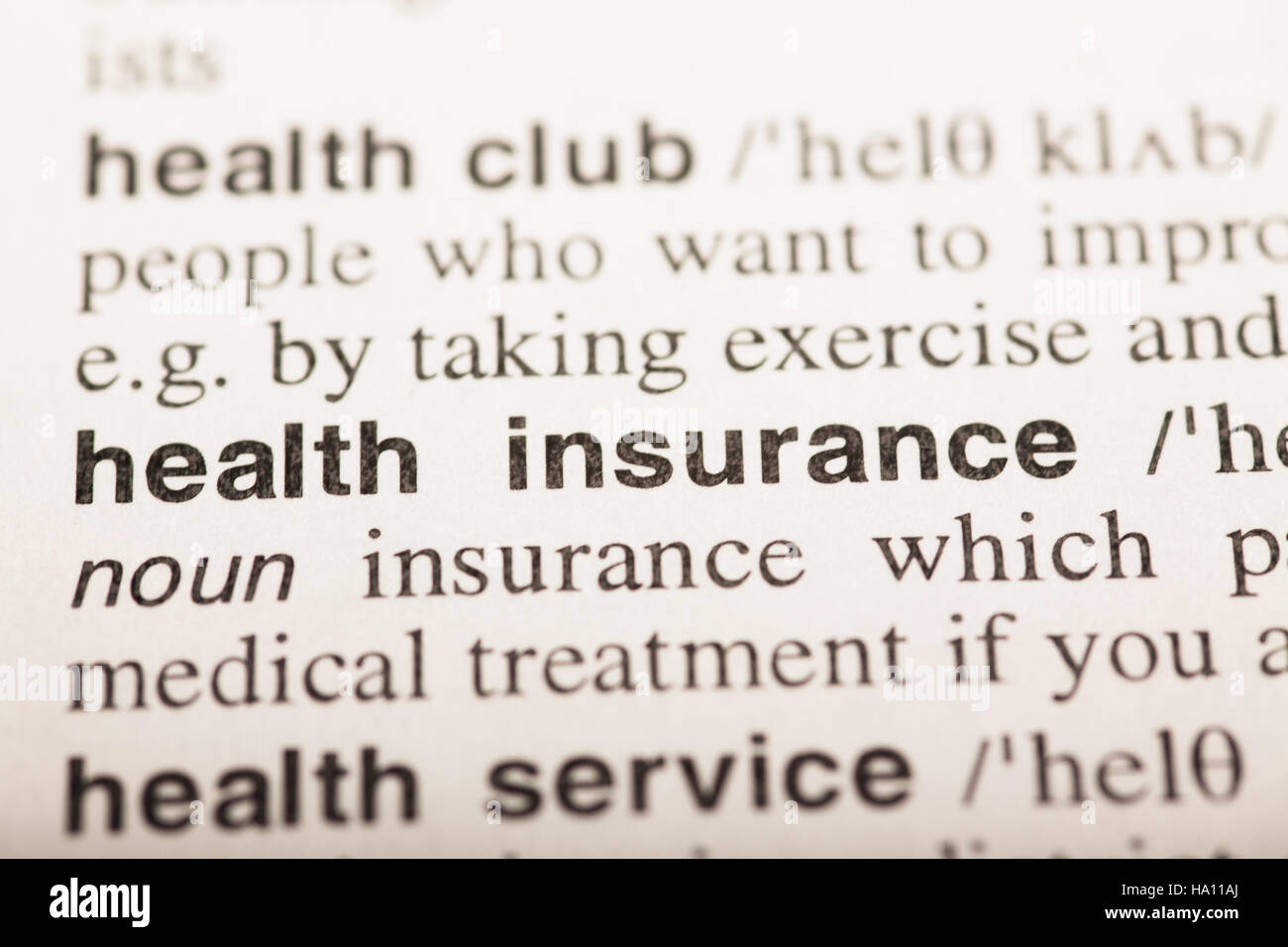 health insurance text in dictionary Stock Photo Alamy