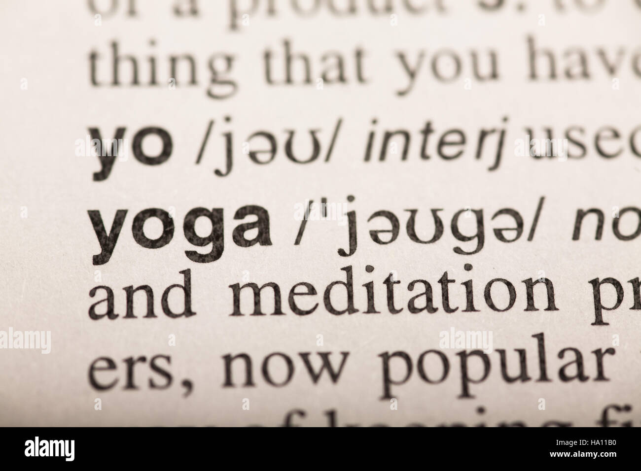 yoga word in dictionary Stock Photo Alamy