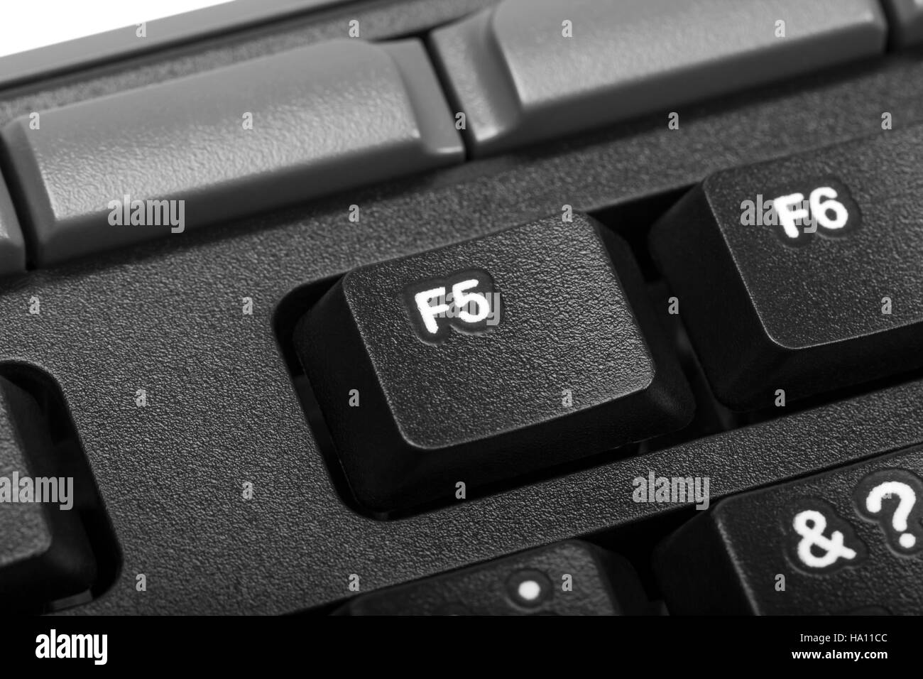 Electronic collection - detail black computer keyboard with key f5 Stock Photo