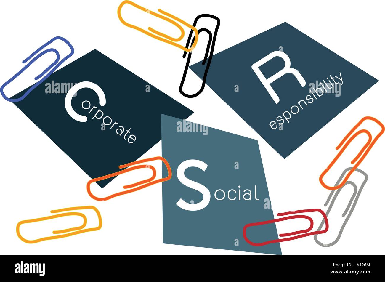 Business Concepts, Paper Clips with CSR Abbreviation or Corporate