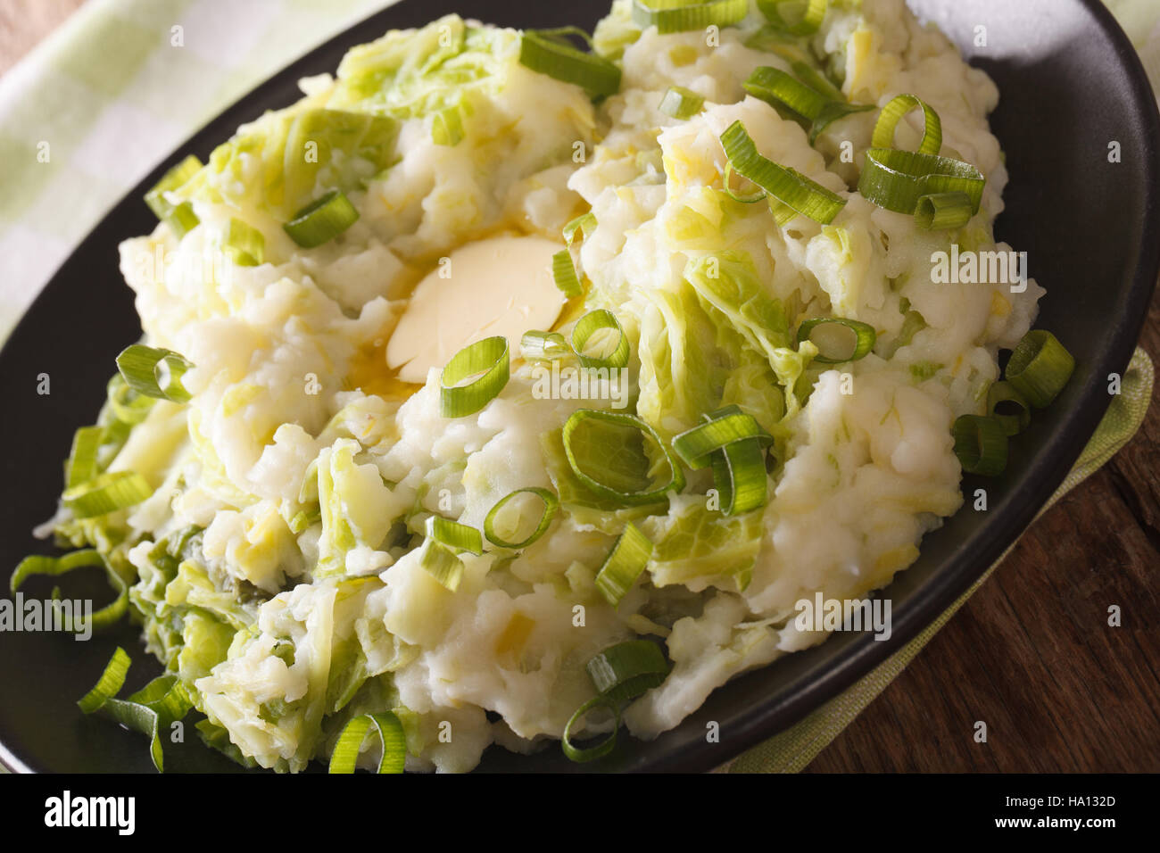 Irish cuisine colcannon mashed potatoes with savoy cabbage and butter