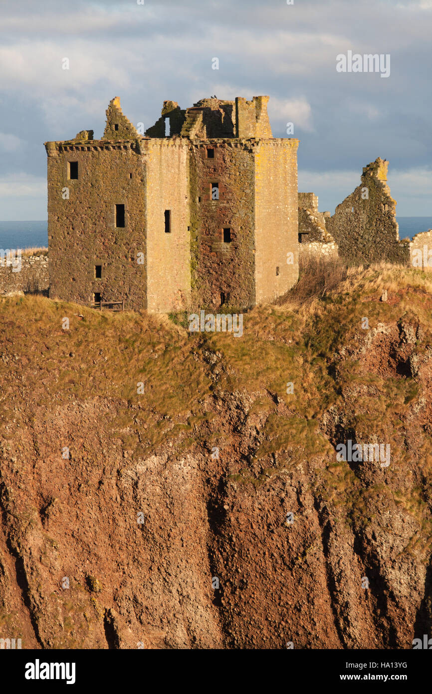 Town of Stonehaven, Scotland. Picturesque view of Dunnottar Castle’s Tower House. Stock Photo