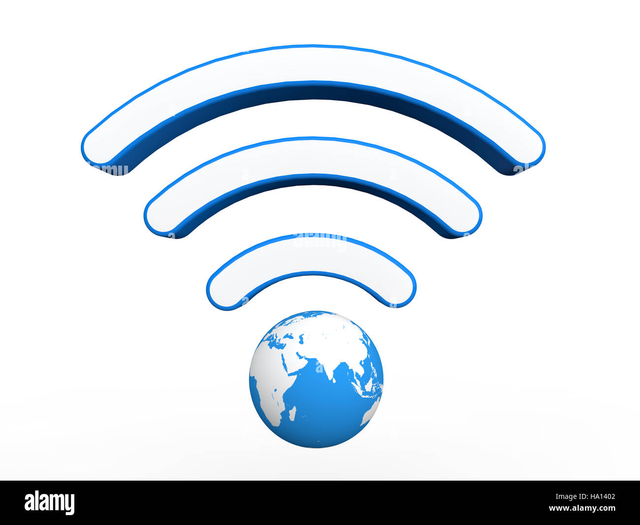 3D earth globe with wifi signals Stock Photo Alamy