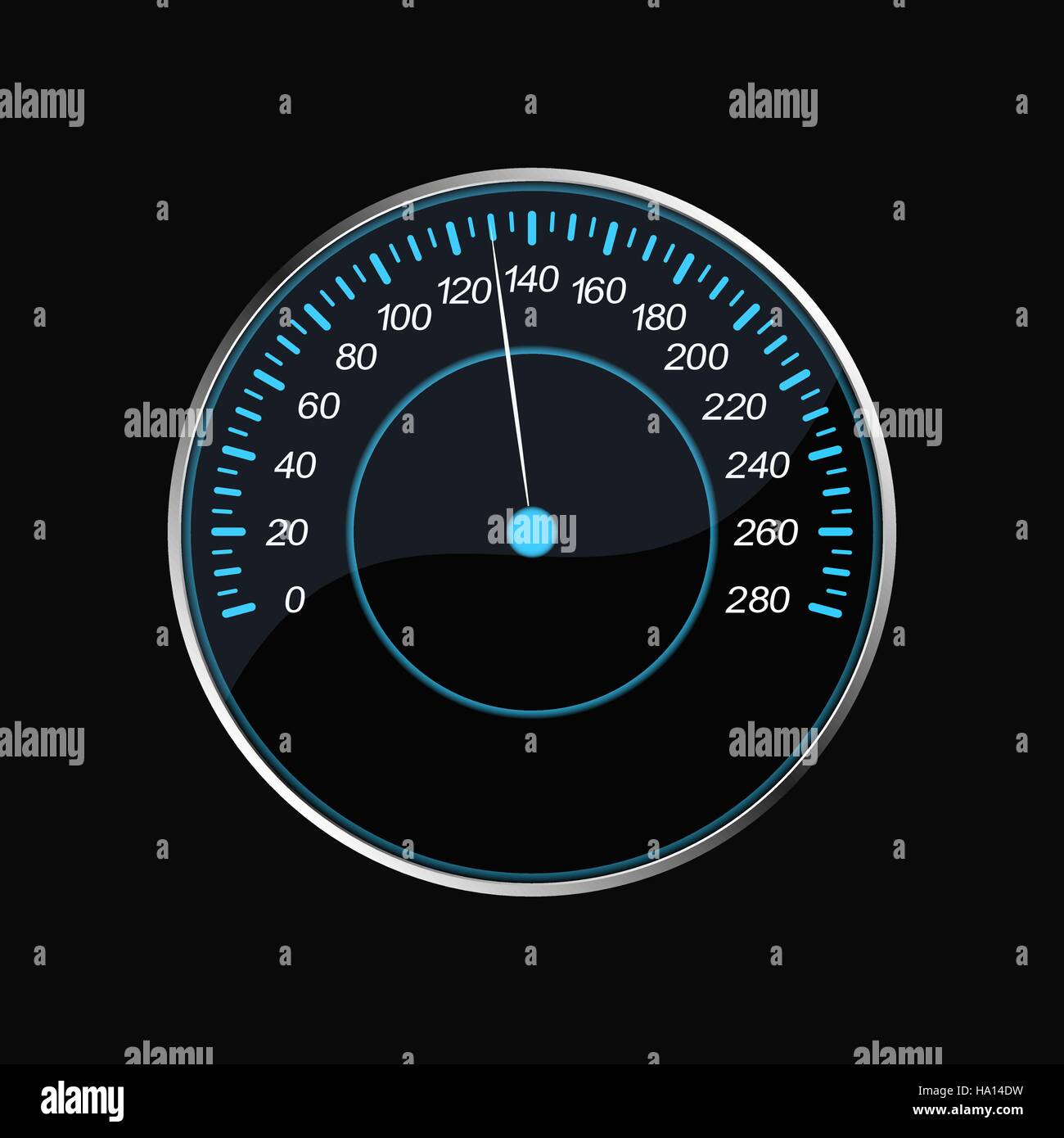 Speedometer on a black background. Blue scale Stock Vector