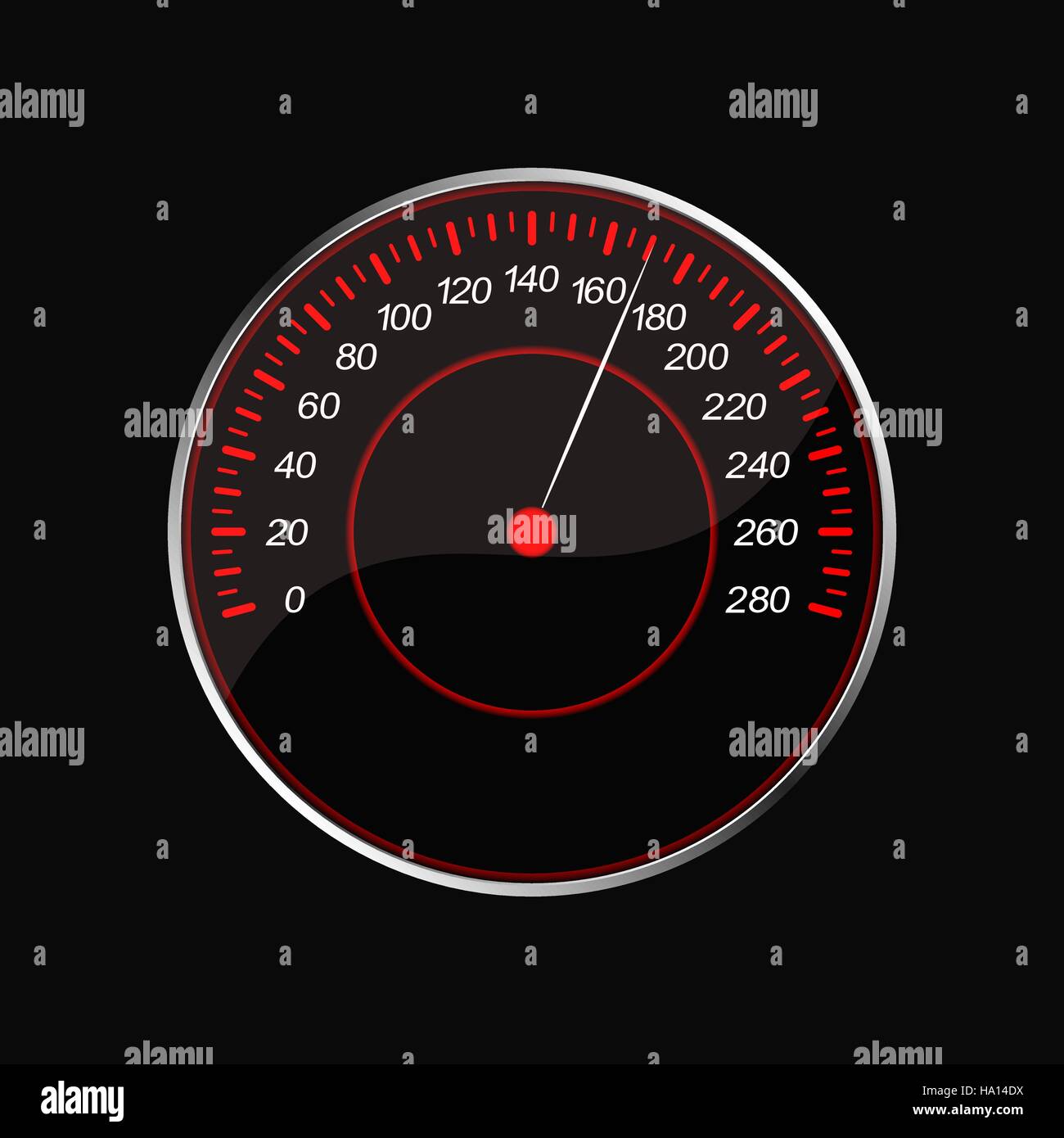 Speedometer on a black background. Red scale Stock Vector