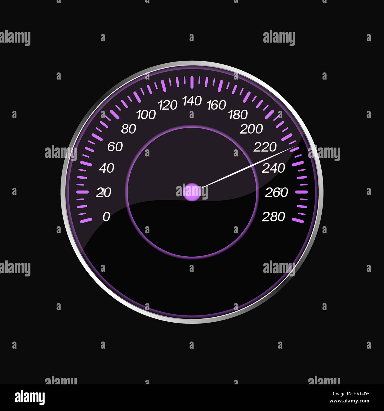 Speedometer on a black background. Violet scale Stock Vector