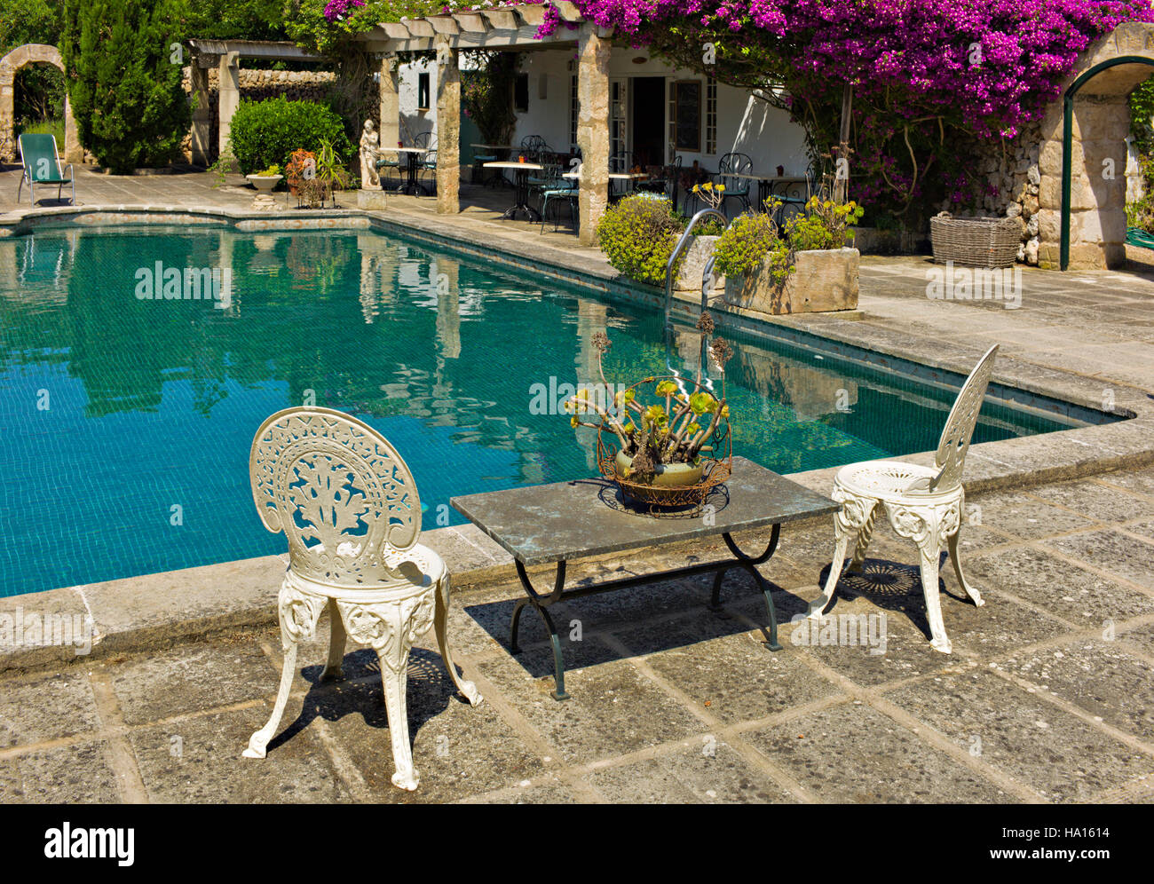 The pool and Renoir bar at Biniarroca hotel Menorca Spain Stock Photo