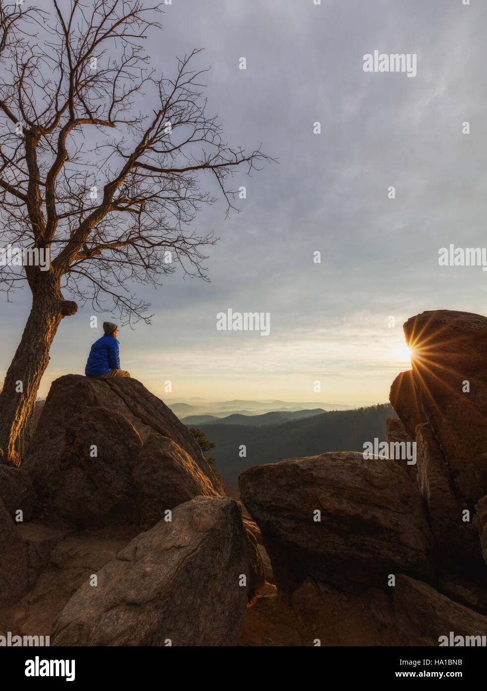 A breathtaking sunrise over the rocks, captured in a national park. The ...