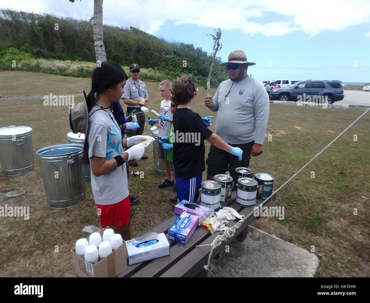 A scene from the War in the Pacific National Historical Park, depicting ...