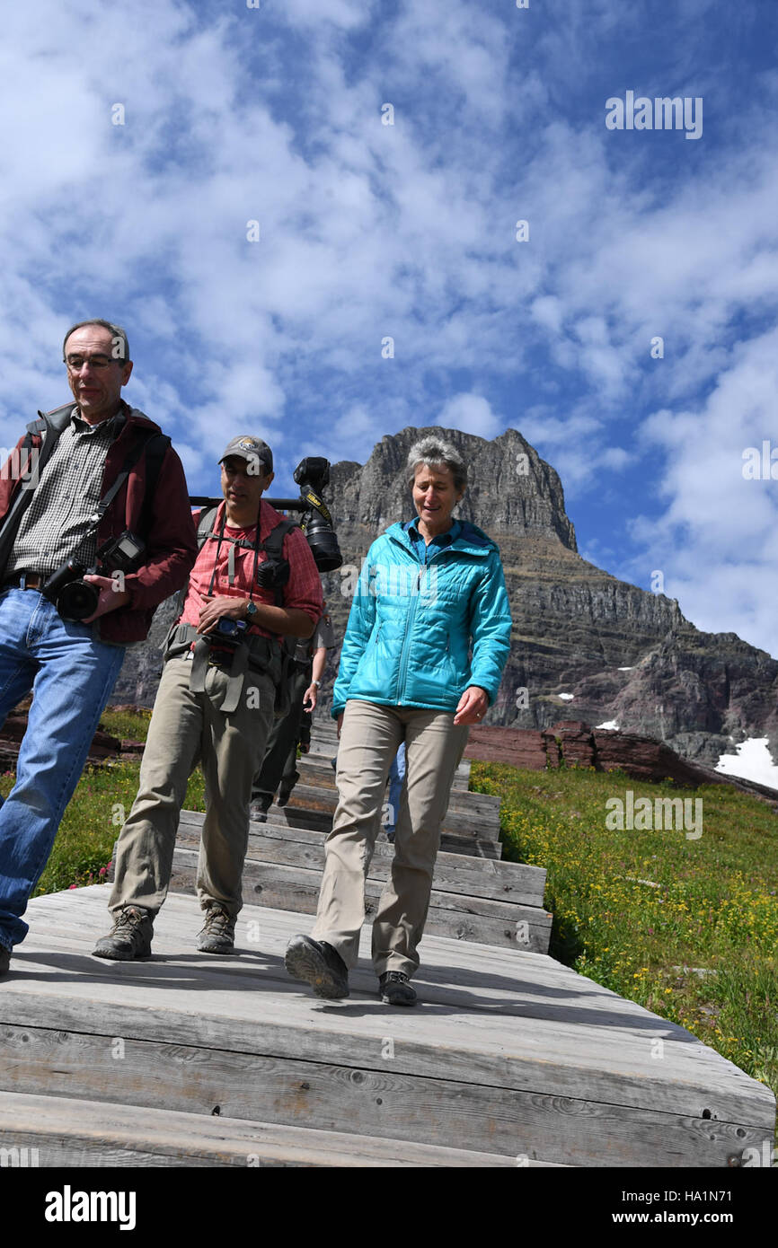 A view of the Glacier National Park landscape showing its iconic ...